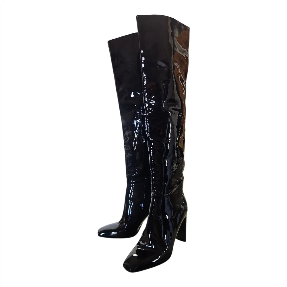 ​TAMARA MELLON | NWOB Legacy Patent Leather Over-The-Knee Boots Black 36.5